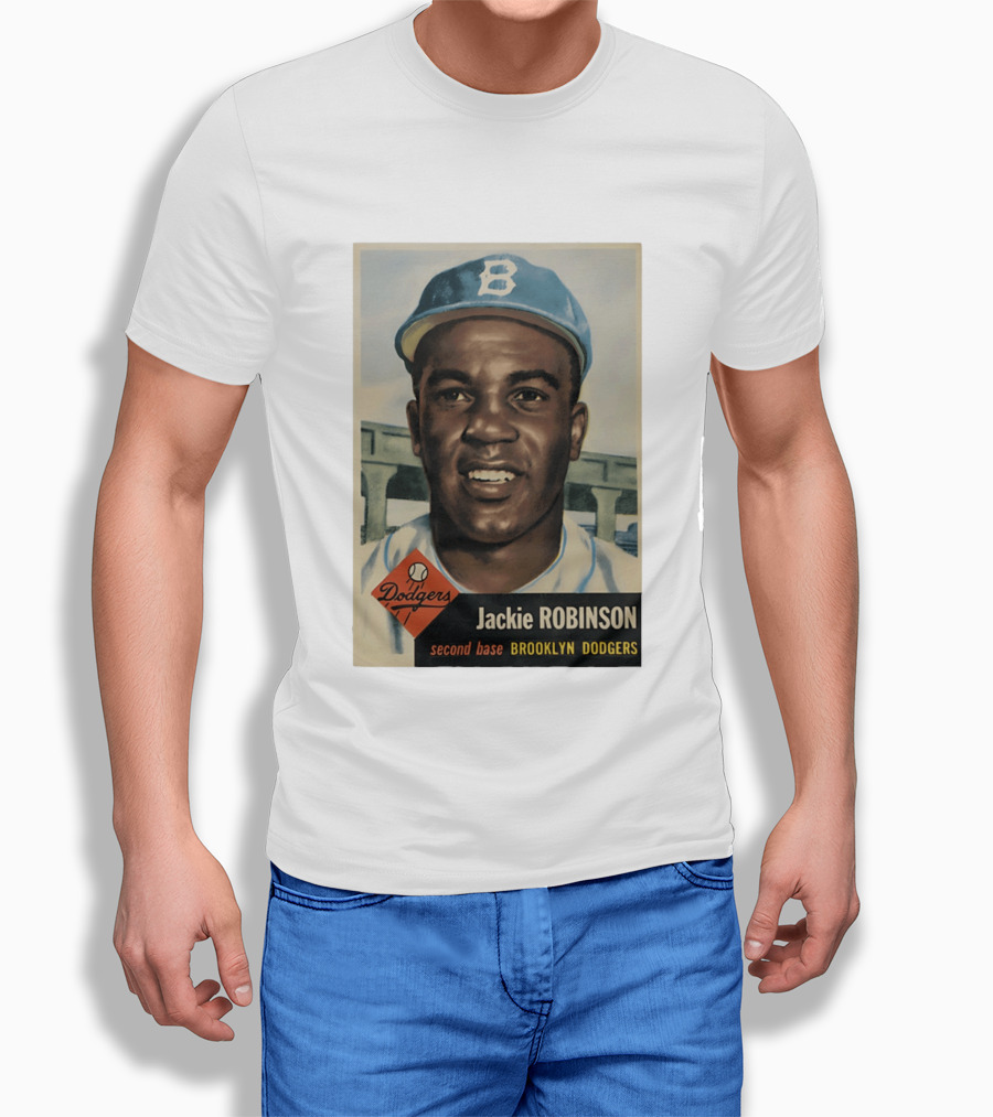 Dodgers Jackie Robinson Second Base Brooklyn Dodgers Topps Baseball Card T-Shirt