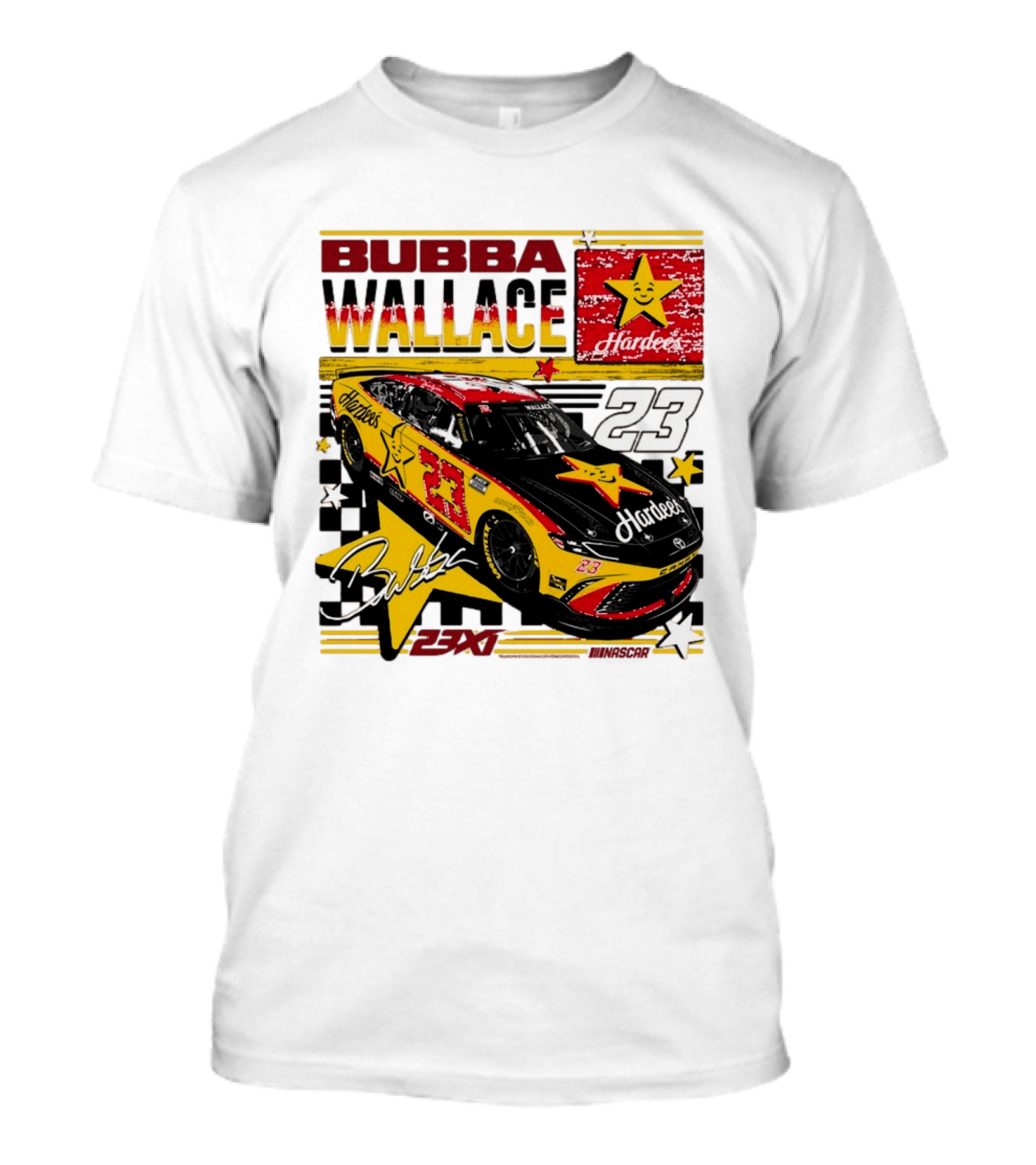 Bubba Wallace 23XI Racing Hardee's Car Number 23 Racing Team T-Shirt