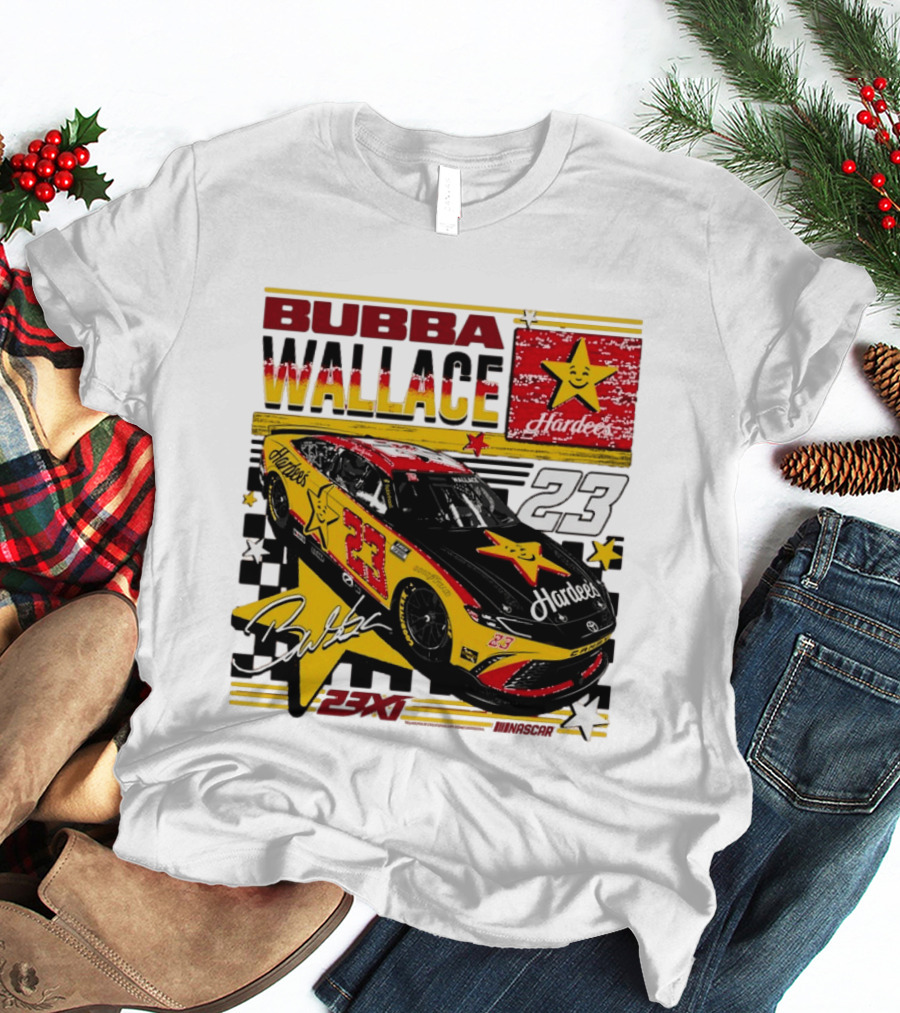 Bubba Wallace 23XI Racing Hardee's Car Number 23 Racing Team T-Shirt