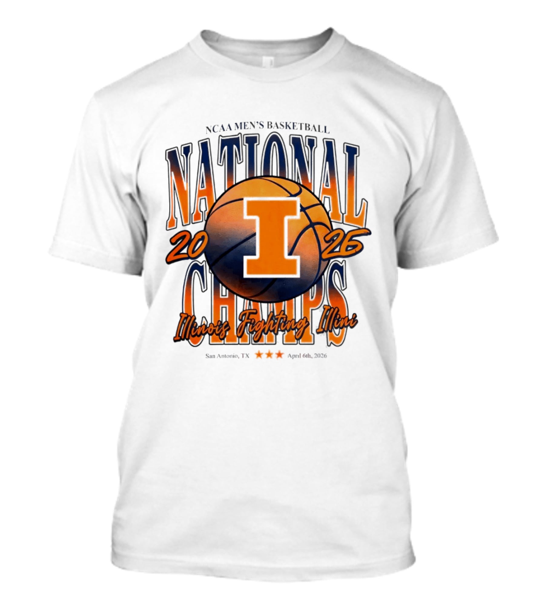 NCAA Men's Basketball National Champs 2026 Illinois Fighting Illini San Antonio April 6 T-Shirt