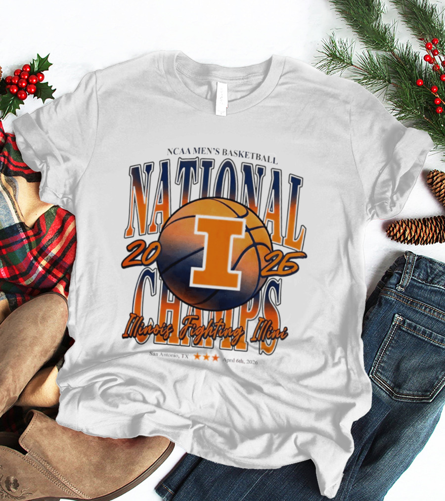 NCAA Men's Basketball National Champs 2026 Illinois Fighting Illini San Antonio April 6 T-Shirt