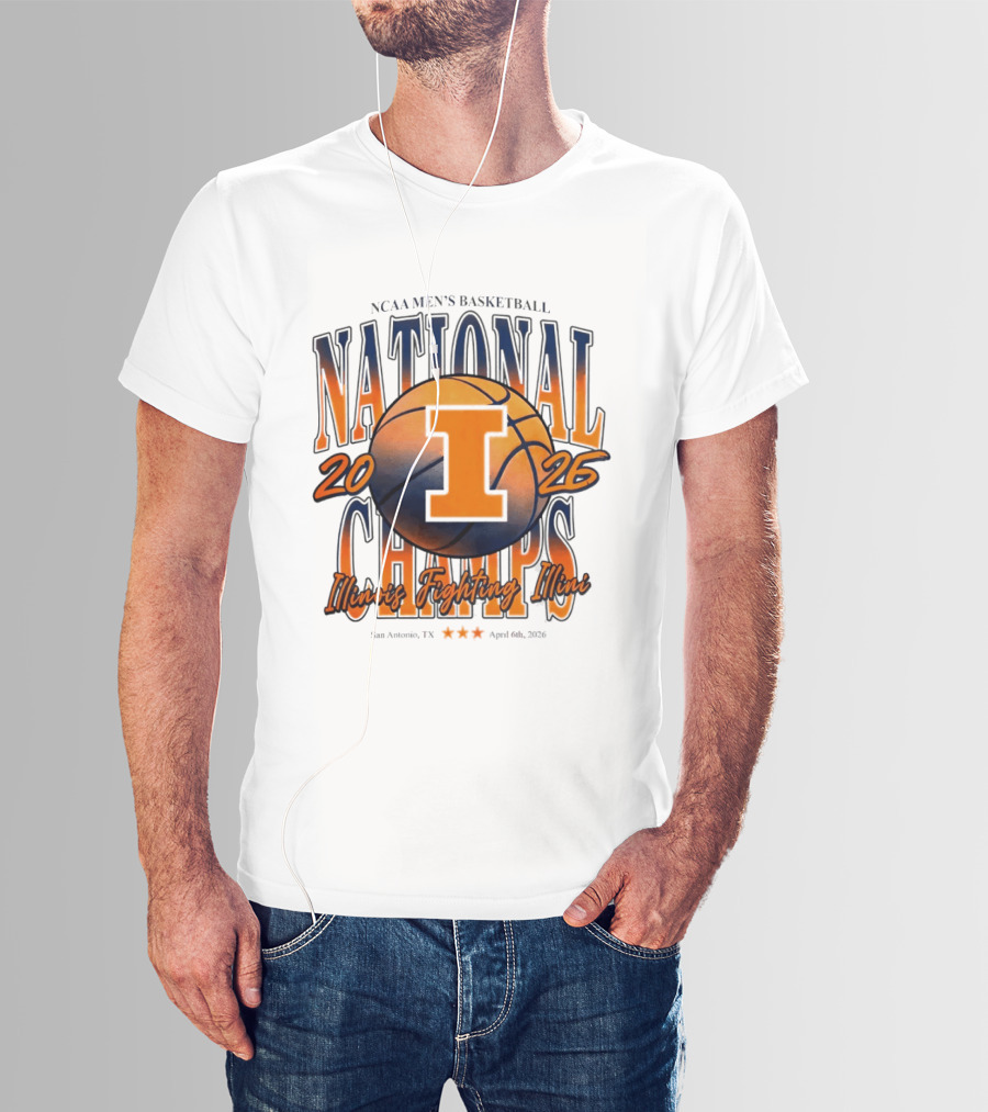 NCAA Men's Basketball National Champs 2026 Illinois Fighting Illini San Antonio April 6 T-Shirt