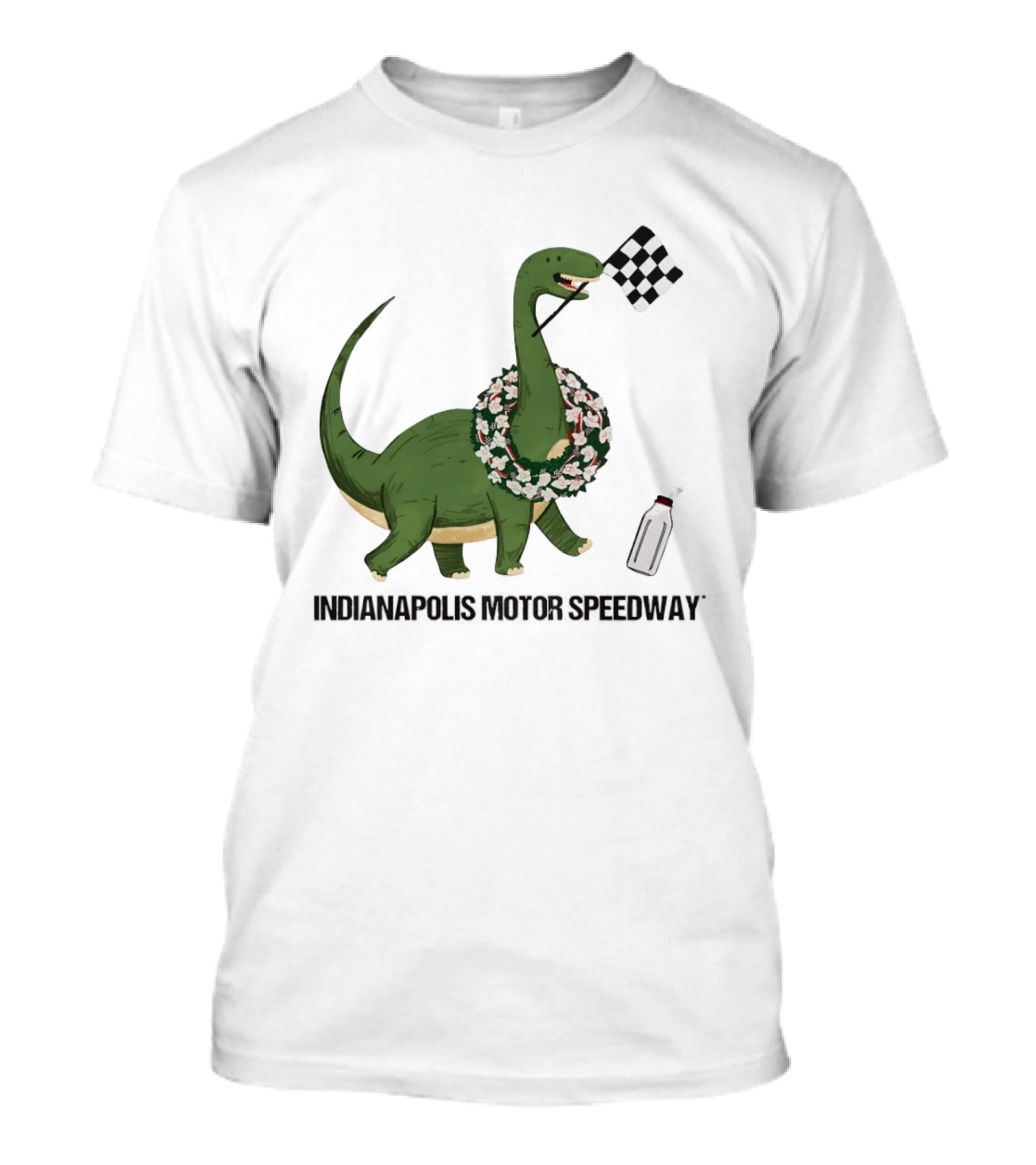 Indianapolis Motor Speedway Dinosaur Checkered Flag Toddler Racing T-Shirt