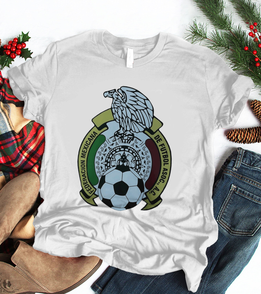 Federacion Mexicana De Futbol Asociacion AC Soccer Ball Emblem With Eagle And Aztec T-Shirt