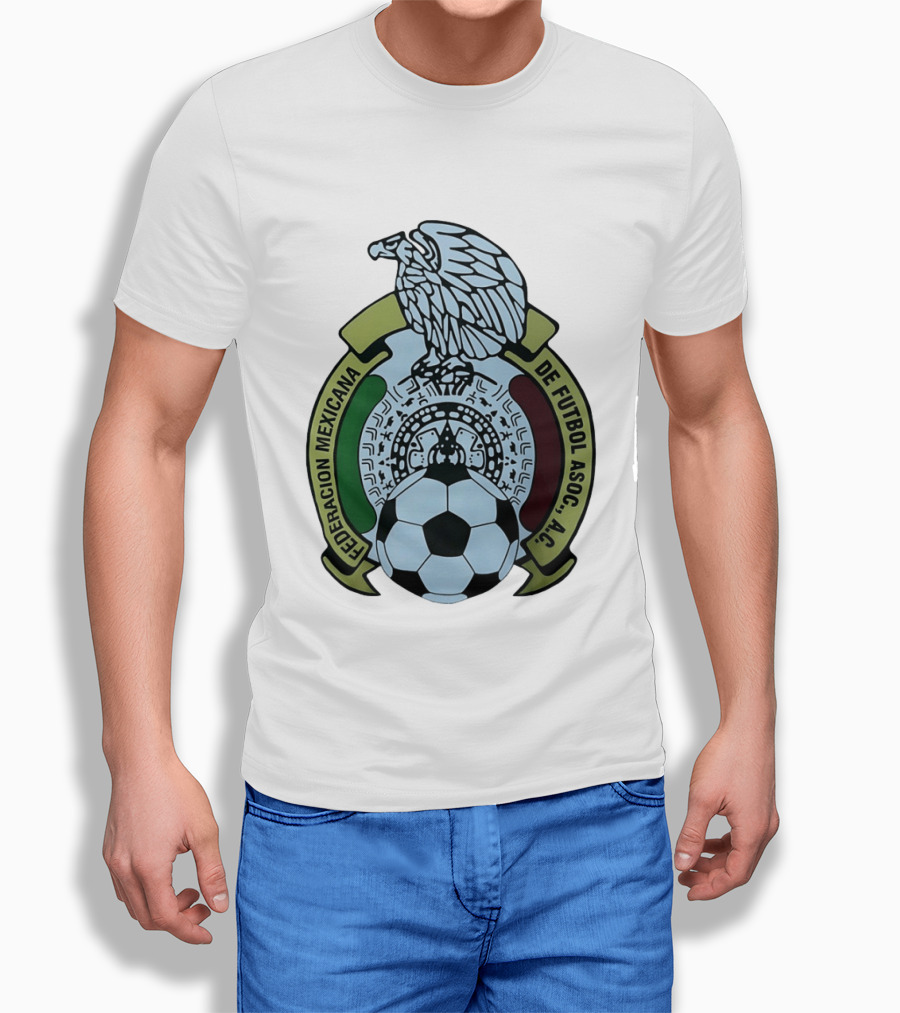 Federacion Mexicana De Futbol Asociacion AC Soccer Ball Emblem With Eagle And Aztec T-Shirt