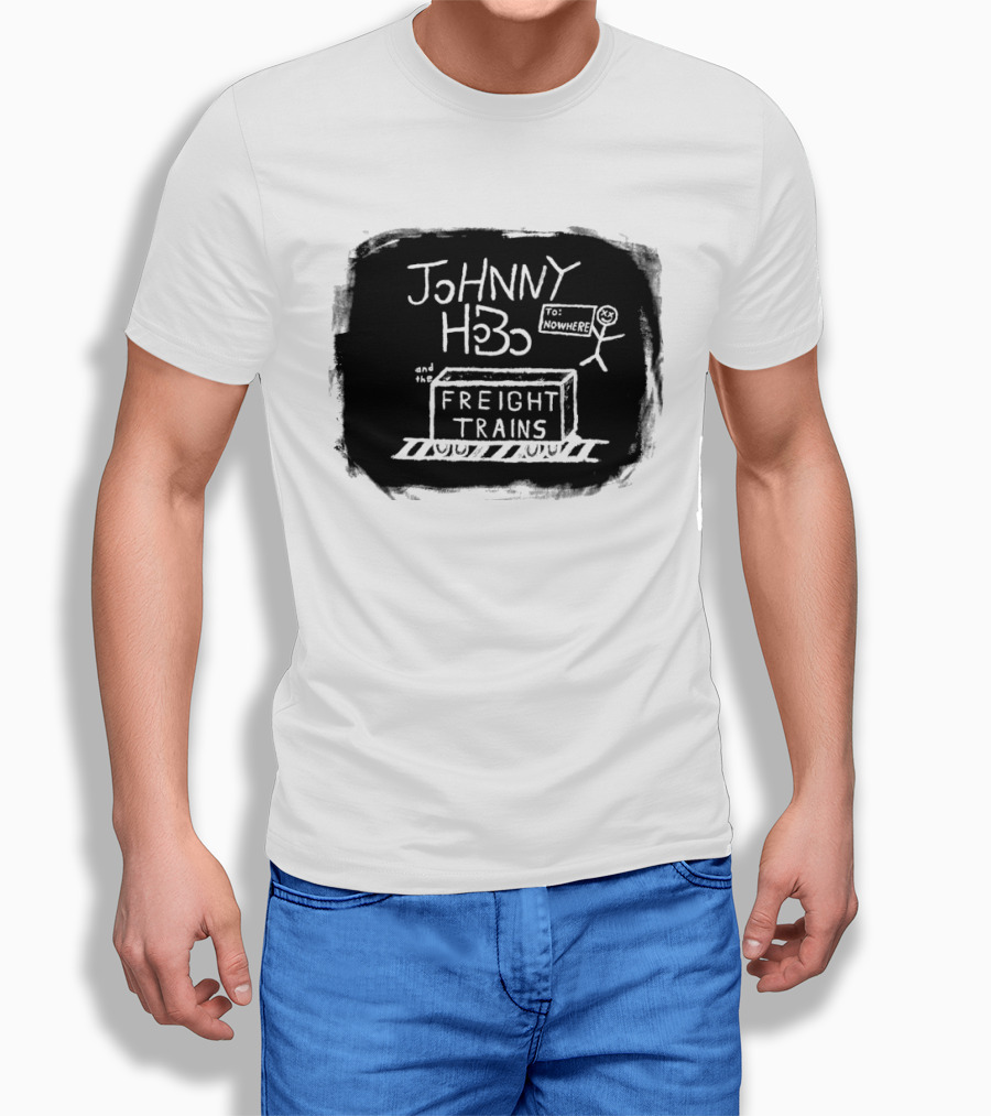 Johnny Hobo Freight Trains Stick Figure Drawing T-Shirt