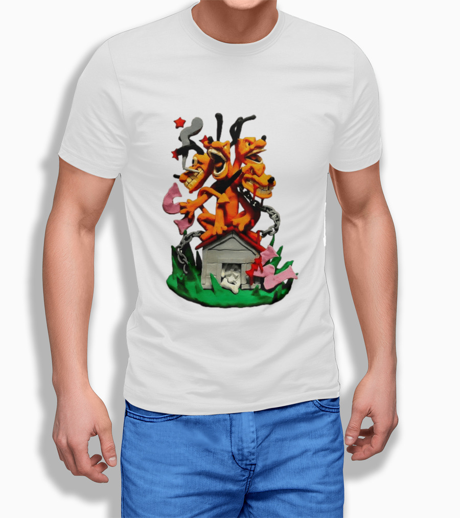 Hell Hound Three Headed Cerberus In Chains With Bone House T-Shirt