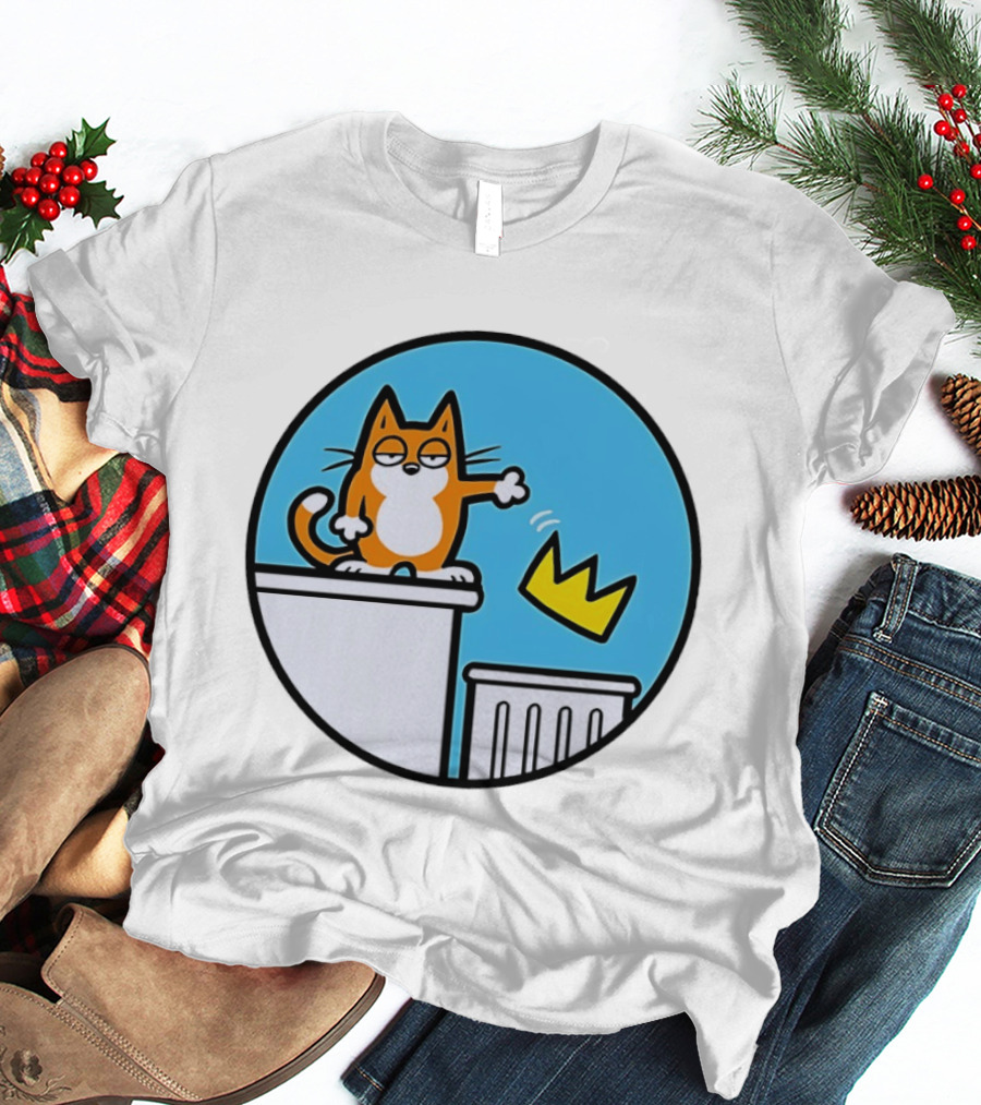 Orange Cat Discarding Crown No King Mark Parisi T-Shirt