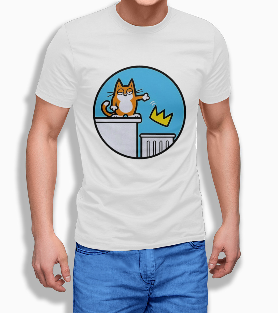 Orange Cat Discarding Crown No King Mark Parisi T-Shirt