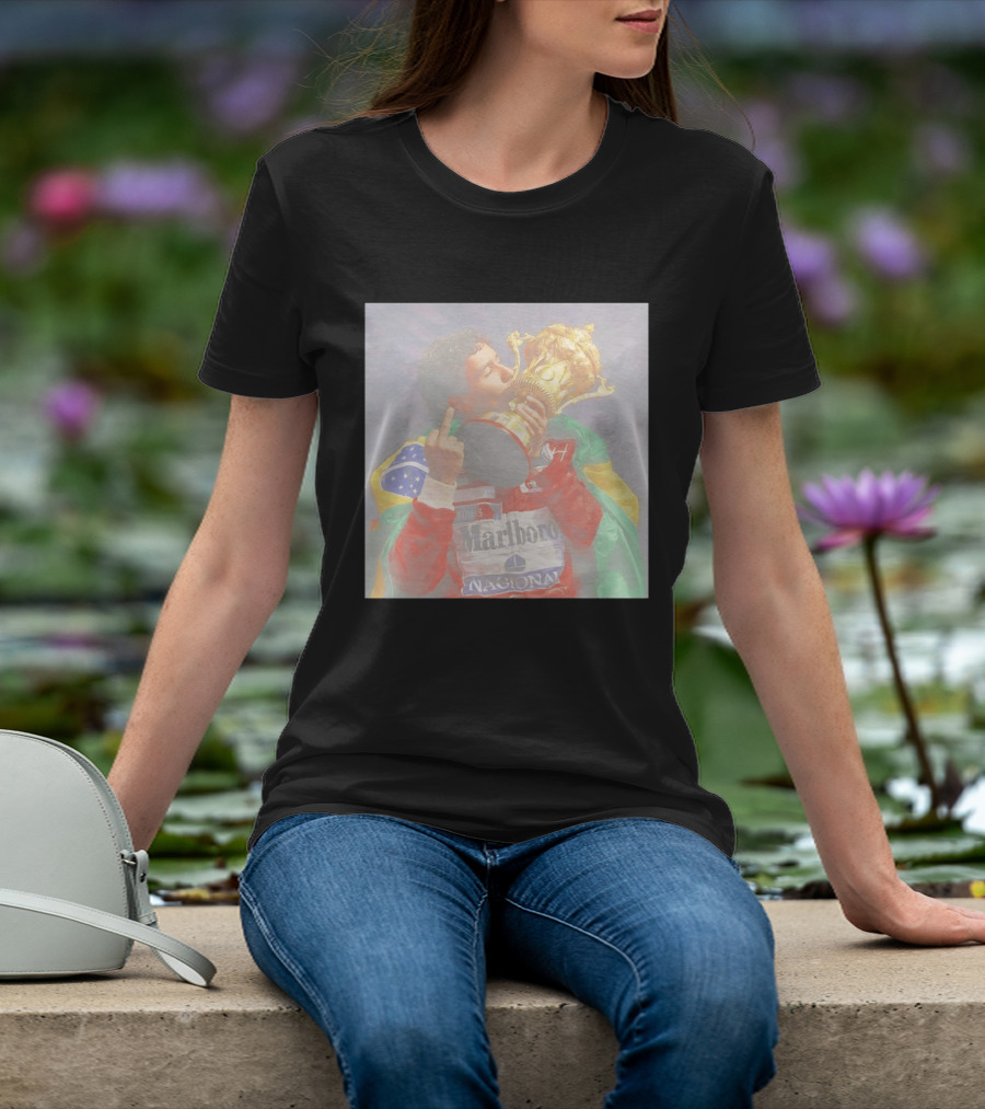 Ayrton Senna Iconic F1 Trophy Celebration And Gesture T-Shirt