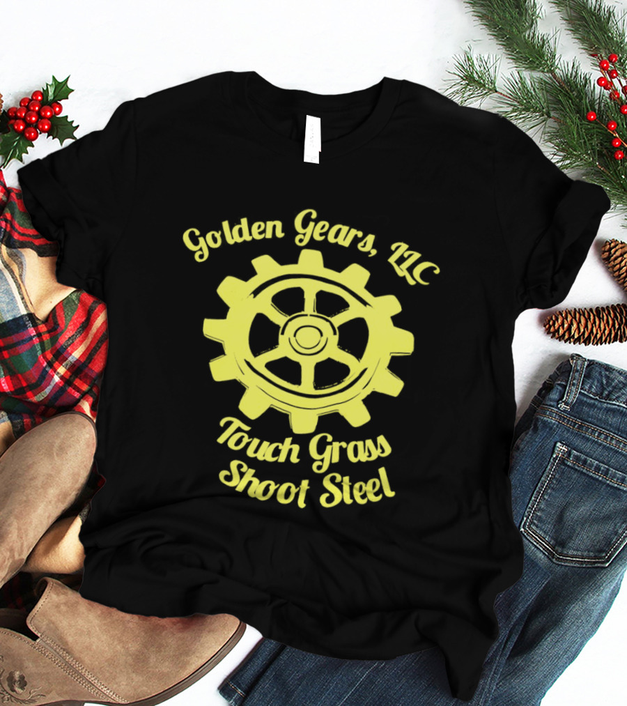 Golden Gears LLC Touch Grass Shoot Steel Gear Image T-Shirt