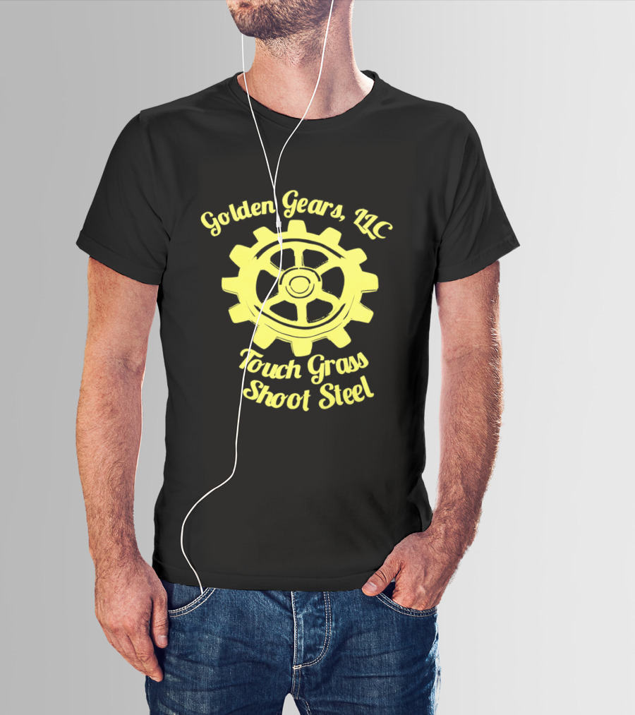 Golden Gears LLC Touch Grass Shoot Steel Gear Image T-Shirt