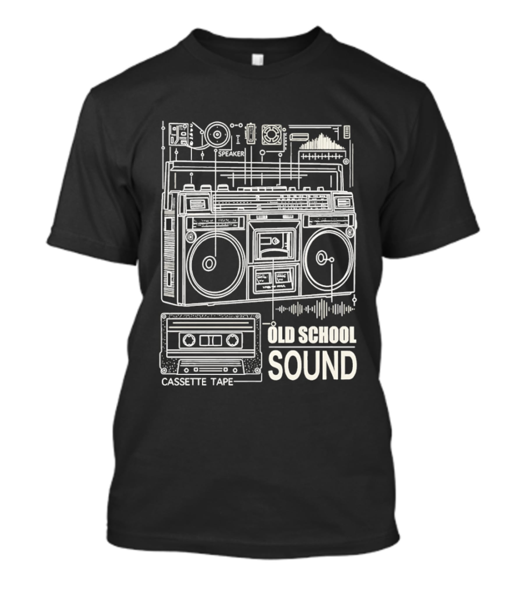 Old School Boombox Cassette Tape Speaker Sound T-Shirt