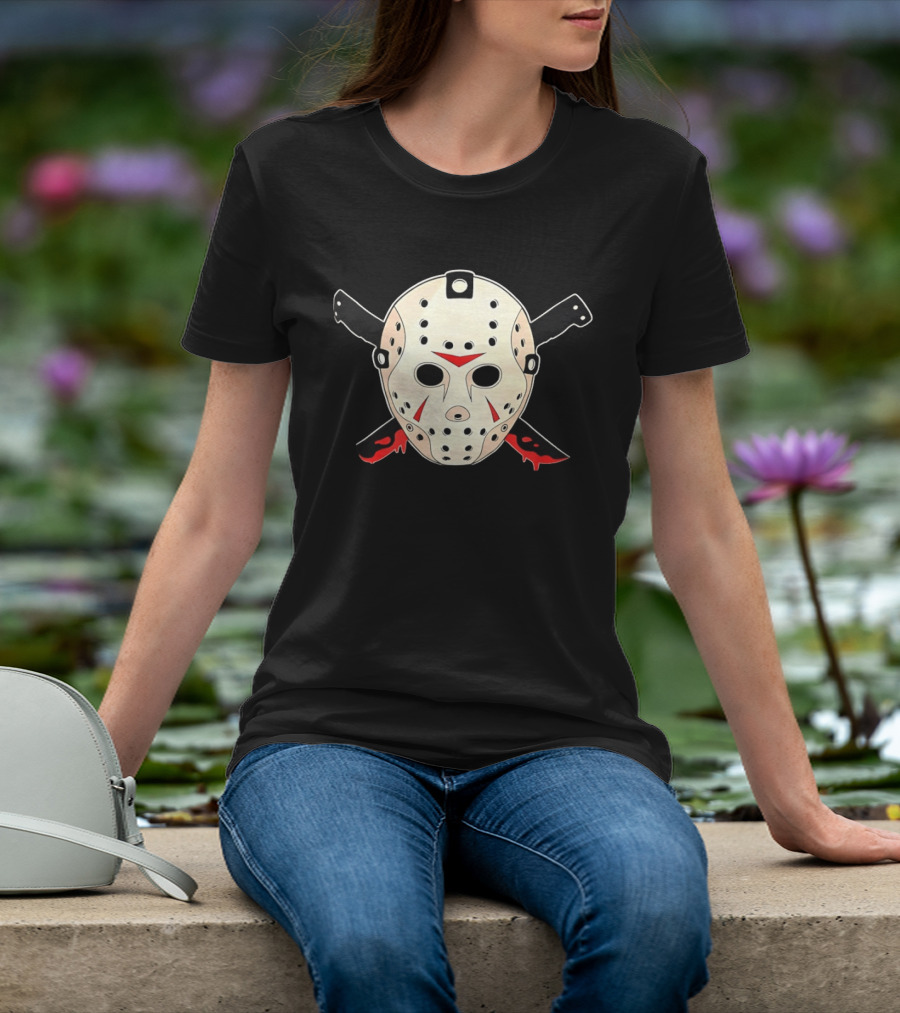 Jason Voorhees Mask Machete Horror Friday The 13th T-Shirt