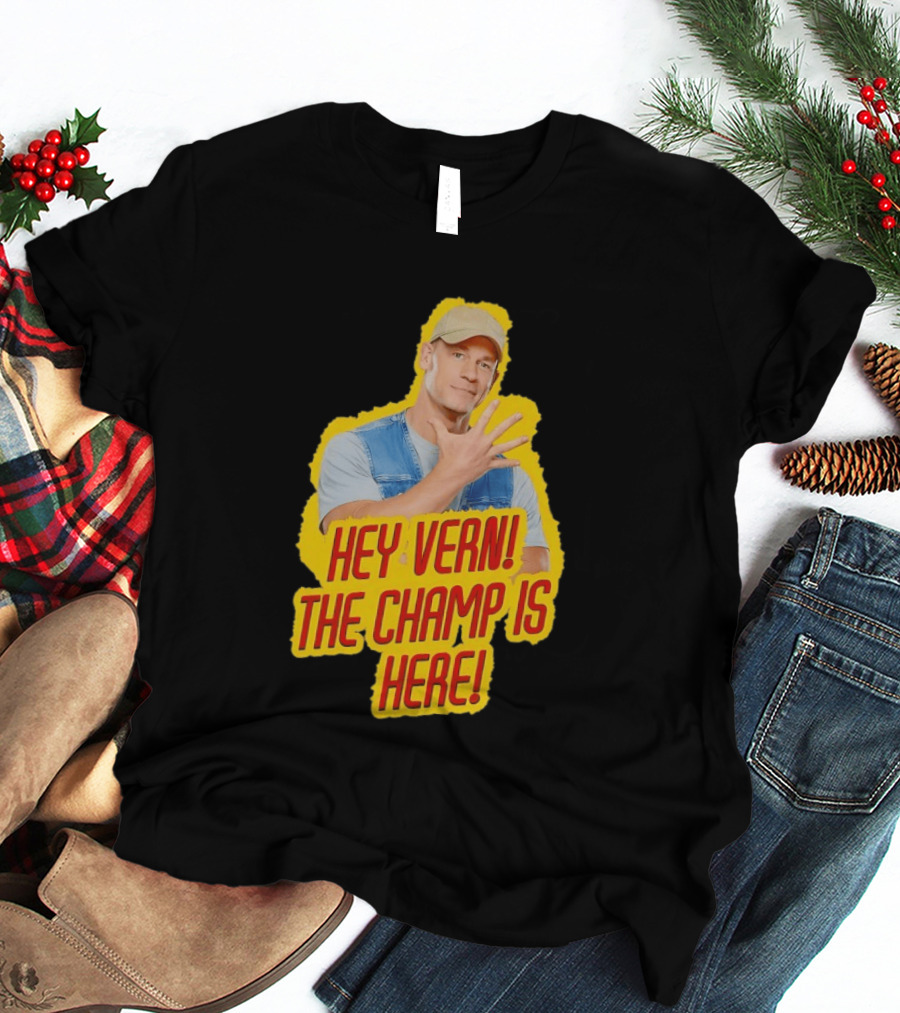 John Cena Hey Vern The Champ Is Here Hand Gesture Yellow Highlight T-Shirt