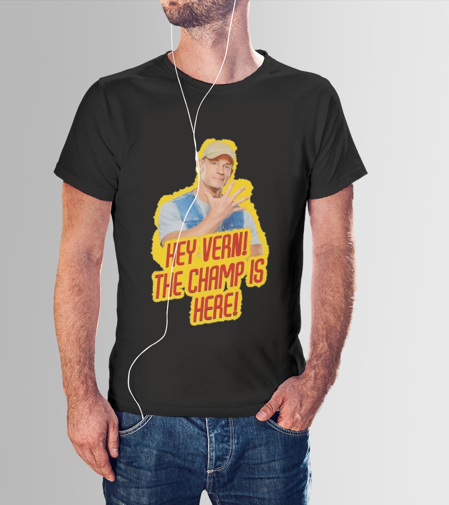 John Cena Hey Vern The Champ Is Here Hand Gesture Yellow Highlight T-Shirt