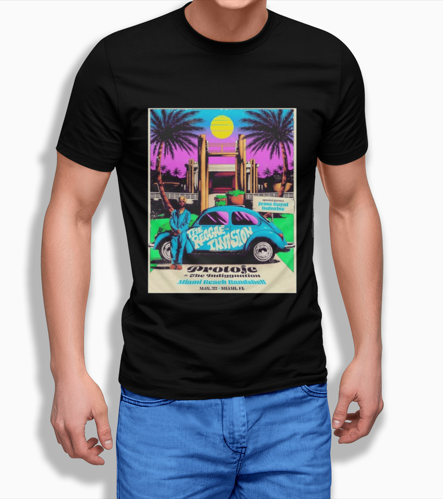 Protoje And The Indiggnation The Reggae Invasion Miami Beach Bandshell May 2 2026 Jesse Royal Dubwise T-Shirt