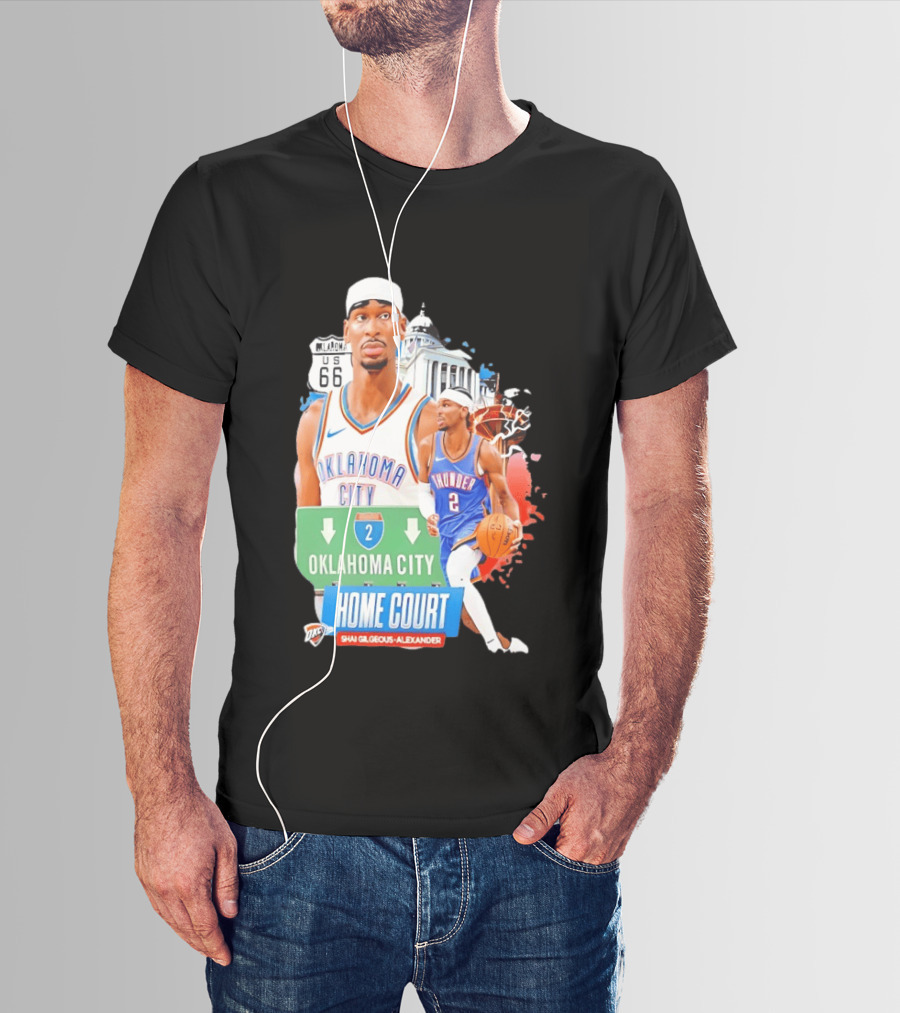 Oklahoma City Thunder Home Court Shai Gilgeous Alexander Route 66 T-Shirt