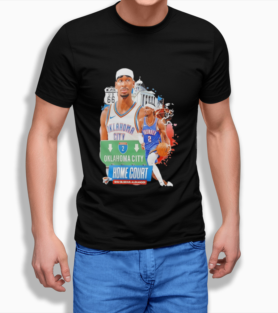 Oklahoma City Thunder Home Court Shai Gilgeous Alexander Route 66 T-Shirt
