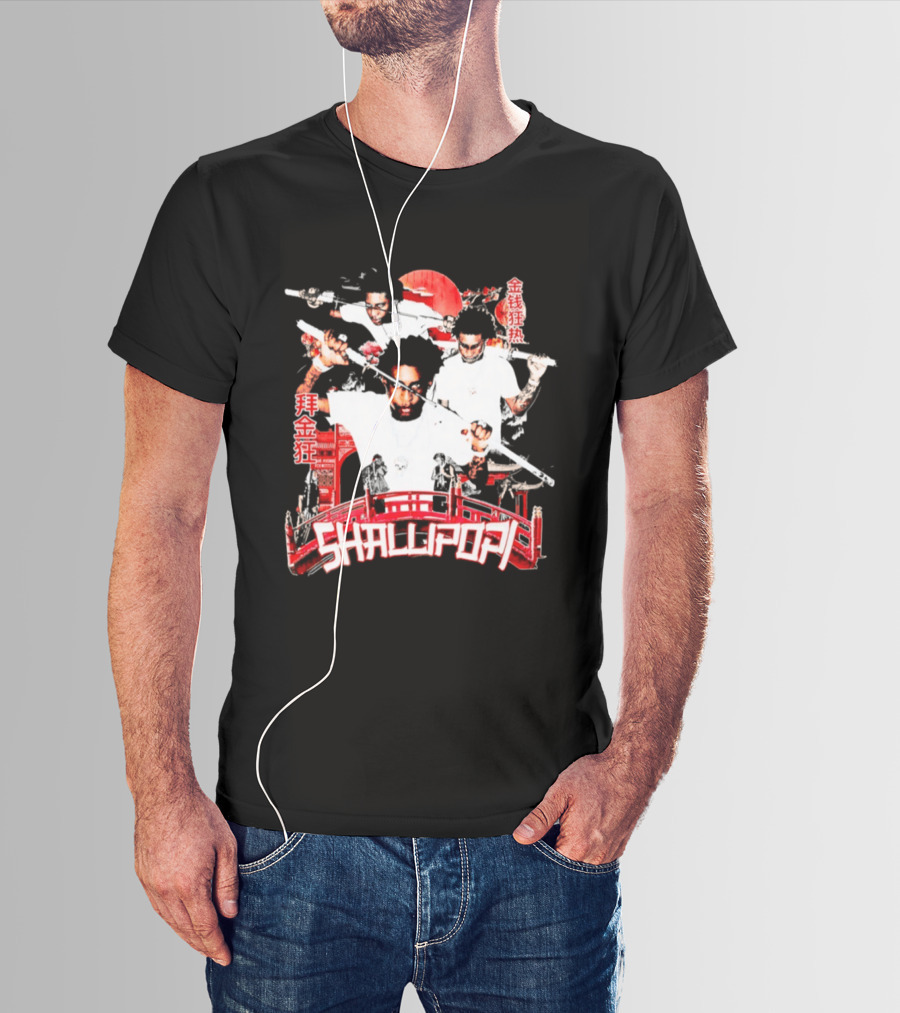 Shallipopi Samurai Warrior Red Bridge T-Shirt