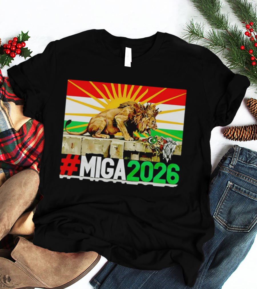 #MIGA 2026 Lion With Kurdistan Flag And Sun T-Shirt