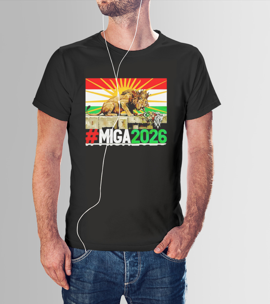 #MIGA 2026 Lion With Kurdistan Flag And Sun T-Shirt