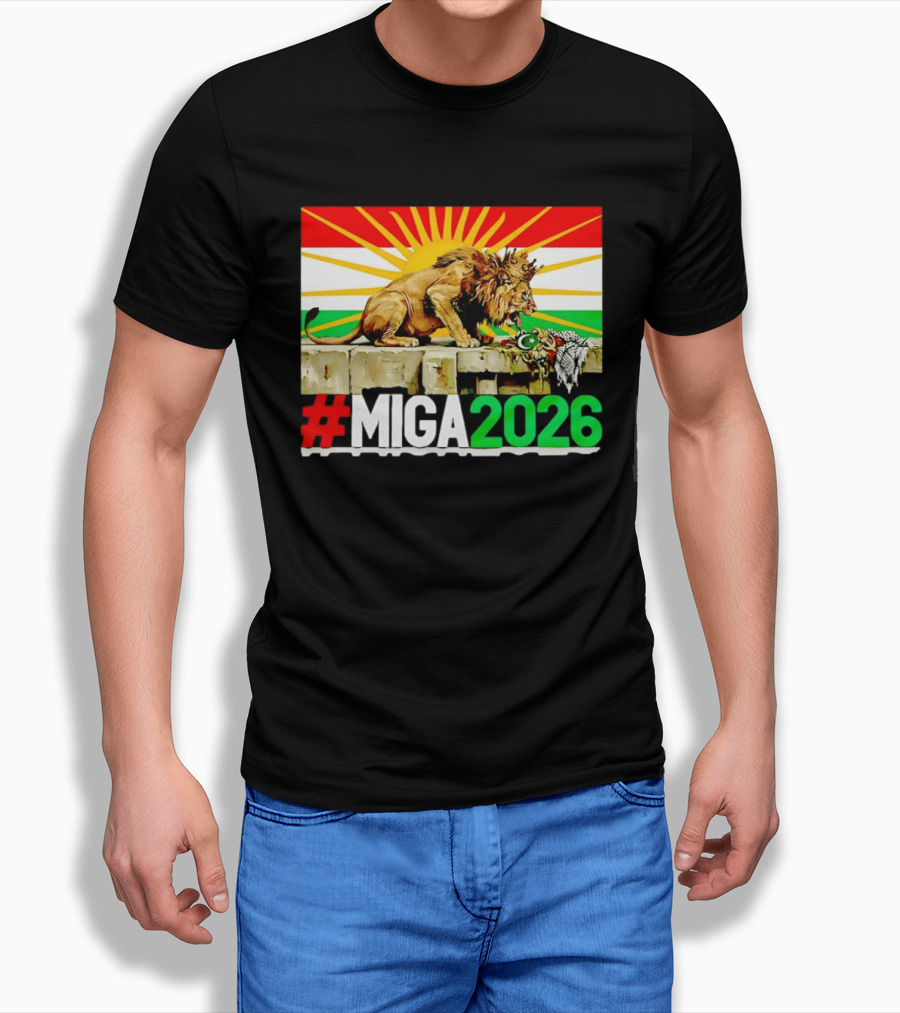 #MIGA 2026 Lion With Kurdistan Flag And Sun T-Shirt