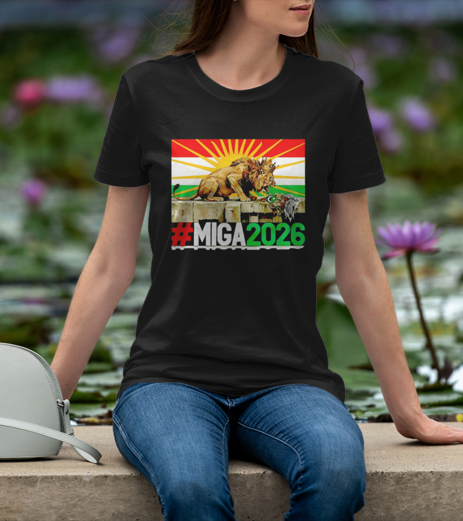 #MIGA 2026 Lion With Kurdistan Flag And Sun T-Shirt