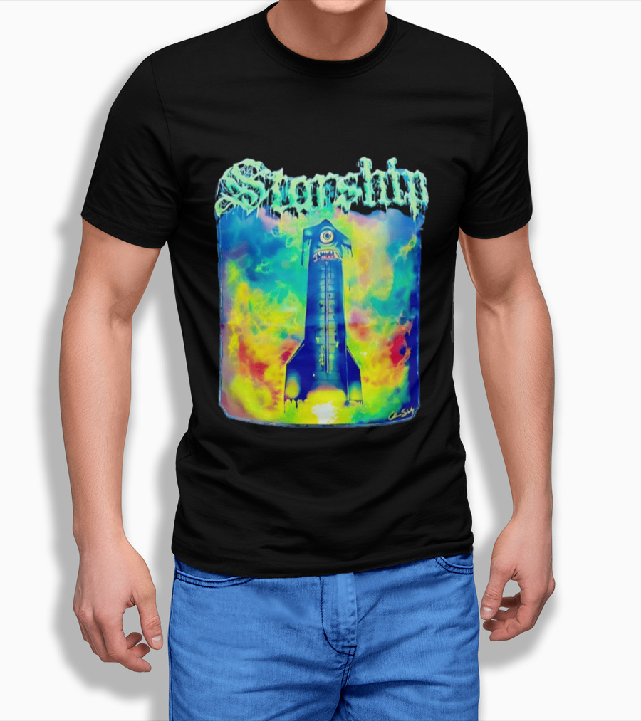 Starship Colorful Cyclops Monster Rocket Explosion T-Shirt