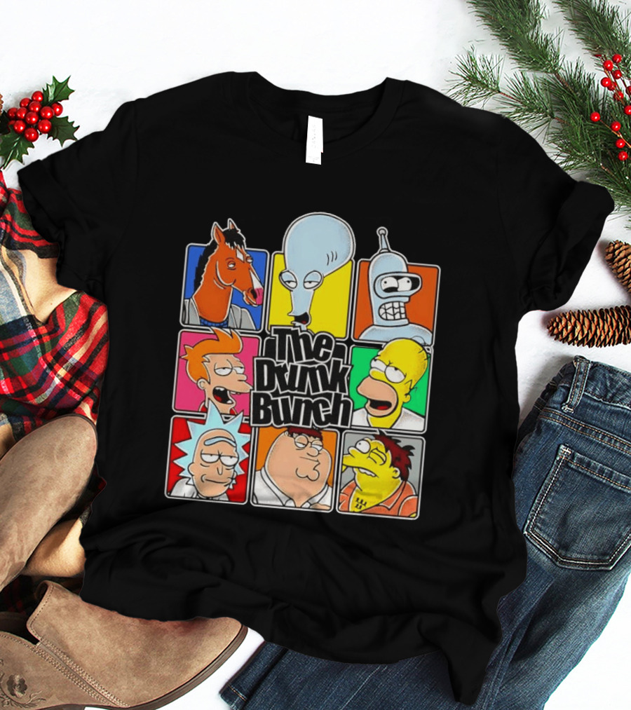 The Drunk Bunch Bojack Horseman Roger Bender Fry Rick Homer Peter Griffin Barney Gumble T-Shirt