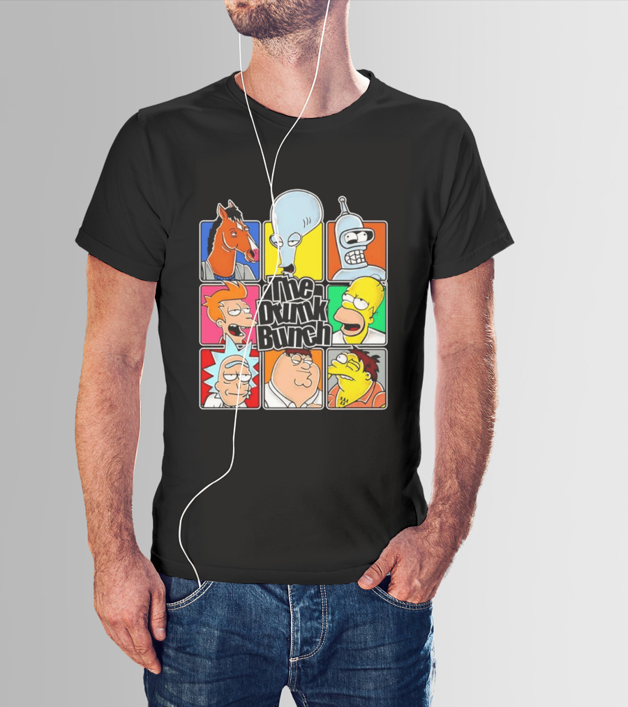 The Drunk Bunch Bojack Horseman Roger Bender Fry Rick Homer Peter Griffin Barney Gumble T-Shirt