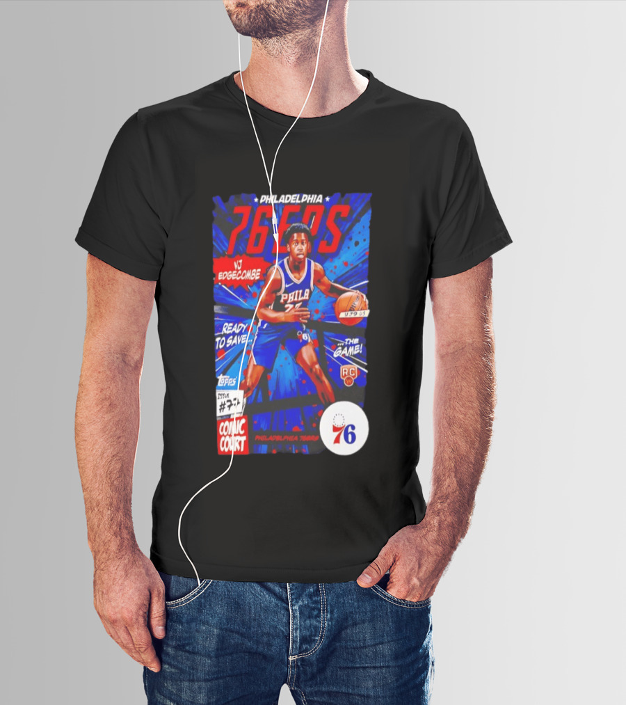 Philadelphia 76ers VJ Edgecombe Comic Court Ready To Save The Game T-Shirt