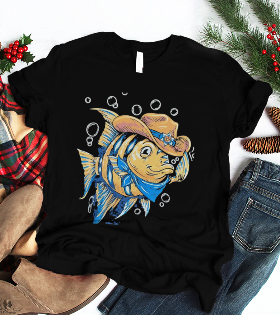 Angelfish Cowboy Hat Western Bubbles Bandana T-Shirt