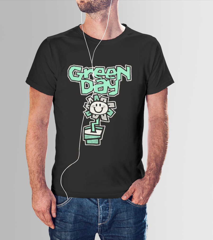 Green Day Flower Happy Smiling Potted Bloom T-Shirt