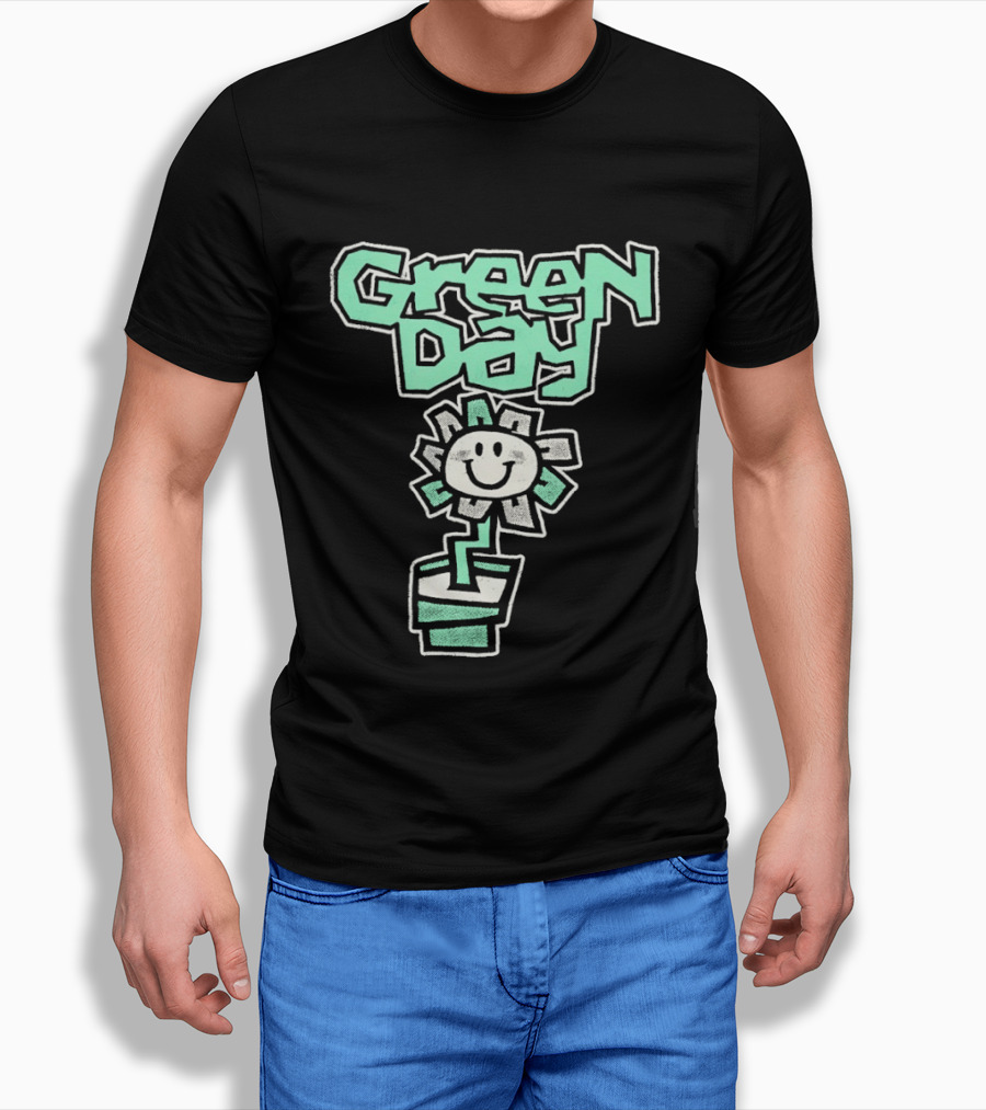 Green Day Flower Happy Smiling Potted Bloom T-Shirt