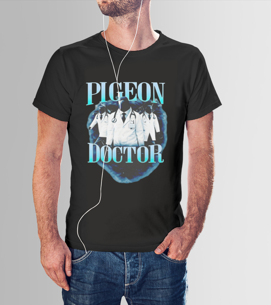 Pigeon Doctor Medical Humor Surreal Stethoscope T-Shirt