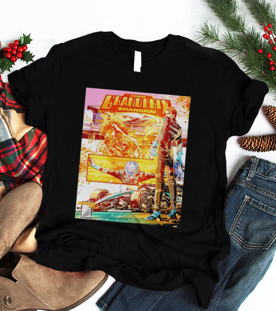 Chinese Grand Prix Shanghai Anime Style With Race Car And Driver T-Shirt