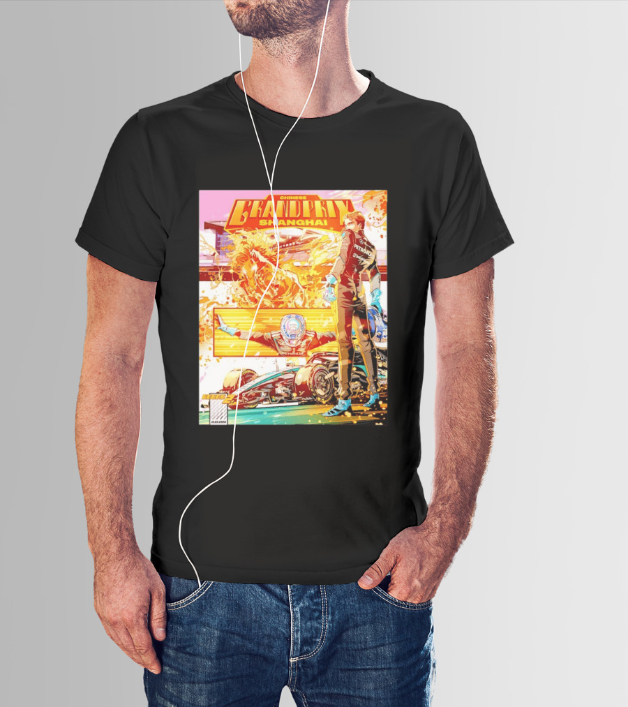 Chinese Grand Prix Shanghai Anime Style With Race Car And Driver T-Shirt