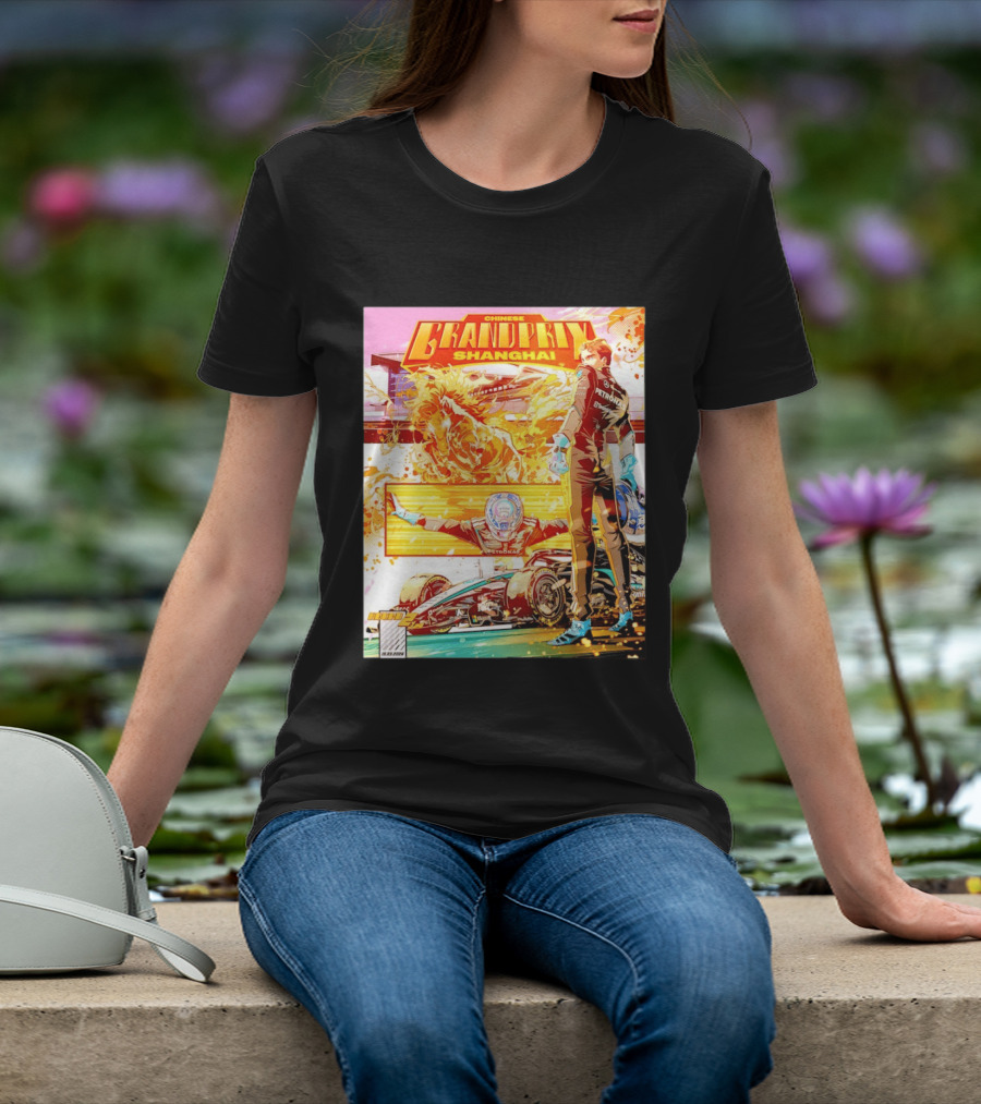 Chinese Grand Prix Shanghai Anime Style With Race Car And Driver T-Shirt