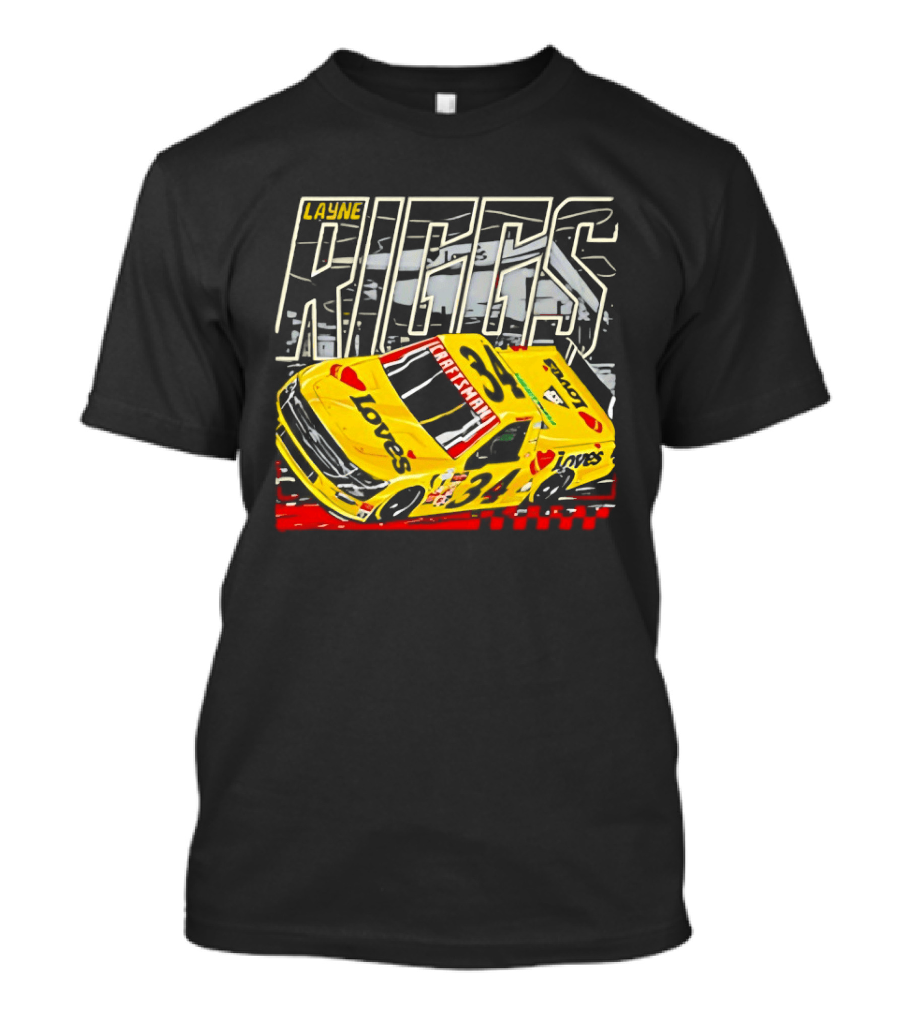 Layne Riggs Loves Truck Racing With Vibrant Yellow Car T-Shirt