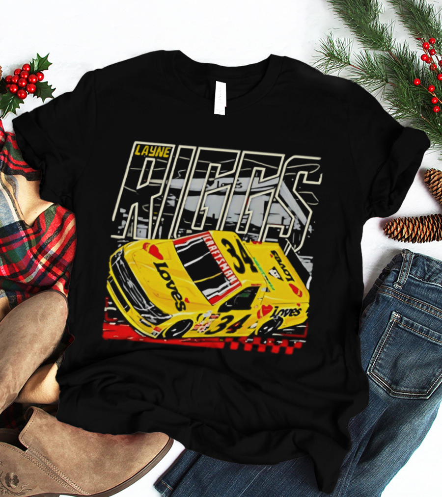 Layne Riggs Loves Truck Racing With Vibrant Yellow Car T-Shirt