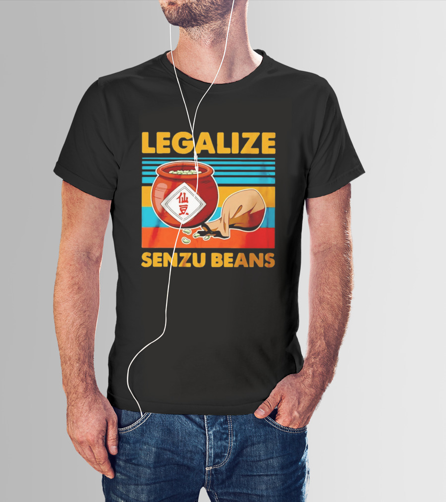 Legalize Senzu Beans Dragon Ball Kagome Jar Vintage Stripes T-Shirt