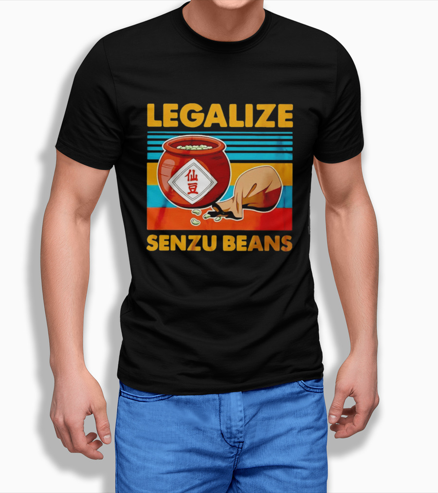 Legalize Senzu Beans Dragon Ball Kagome Jar Vintage Stripes T-Shirt