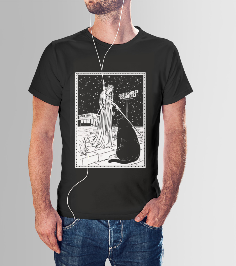 Medieval Cat Tarot Waffle House The Hermit T-Shirt