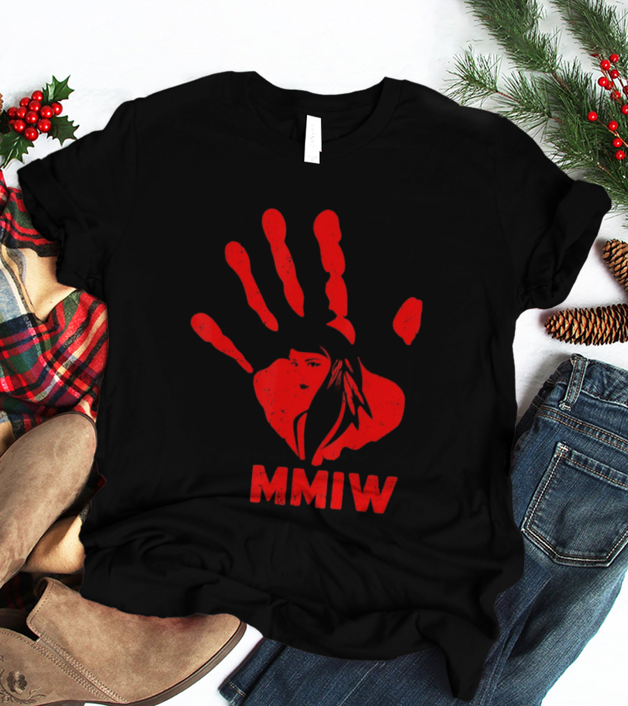 MMIW Red Handprint Symbol For Missing Murdered Indigenous Women Awareness T-Shirt