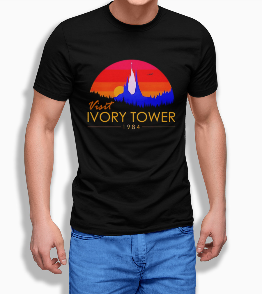 Visit Ivory Tower 1984 Sunset Silhouette The Neverending Story T-Shirt