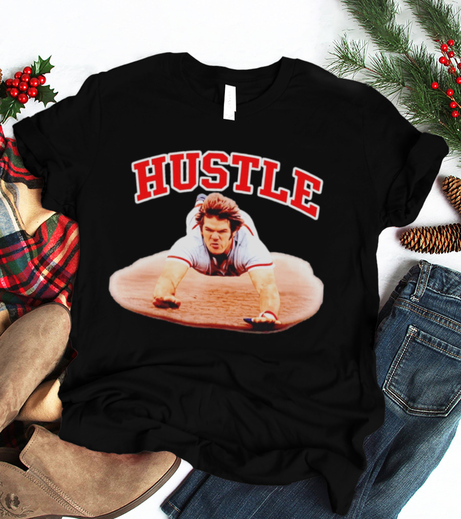 Hustle Baseball Player Diving Slide Action Image T-Shirt