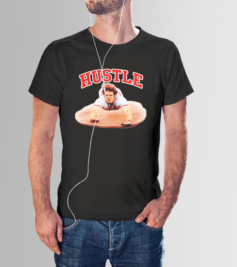 Hustle Baseball Player Diving Slide Action Image T-Shirt