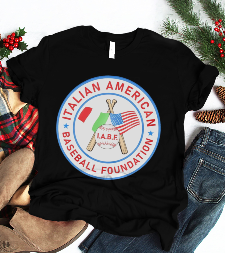 Italian American Baseball Foundation IABF Flags And Crossed Bats T-Shirt