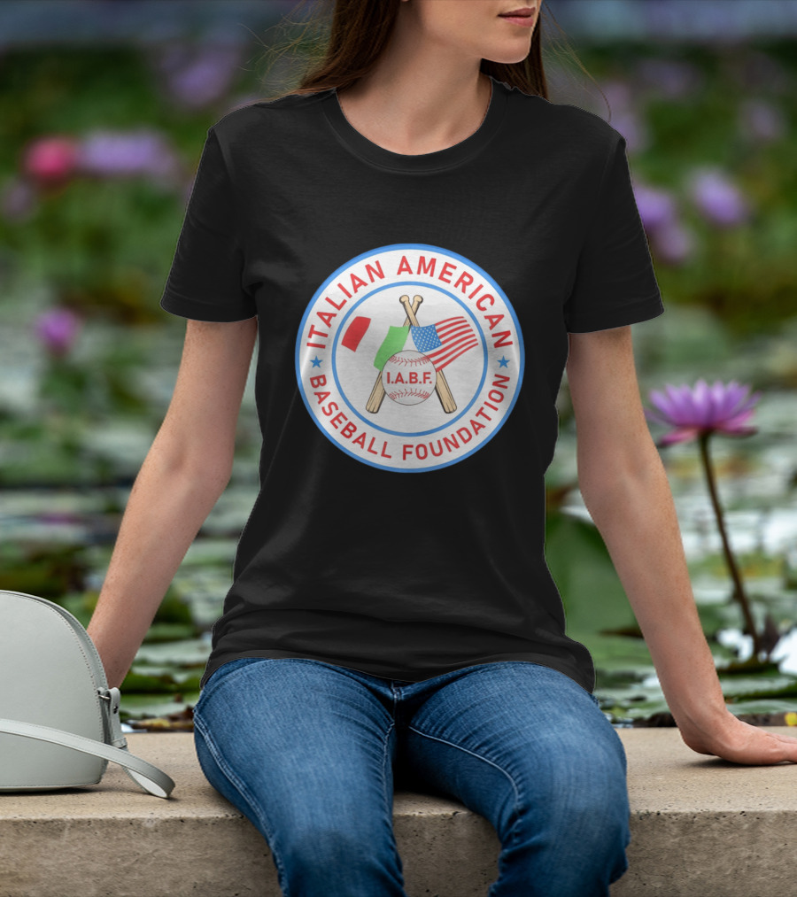 Italian American Baseball Foundation IABF Flags And Crossed Bats T-Shirt